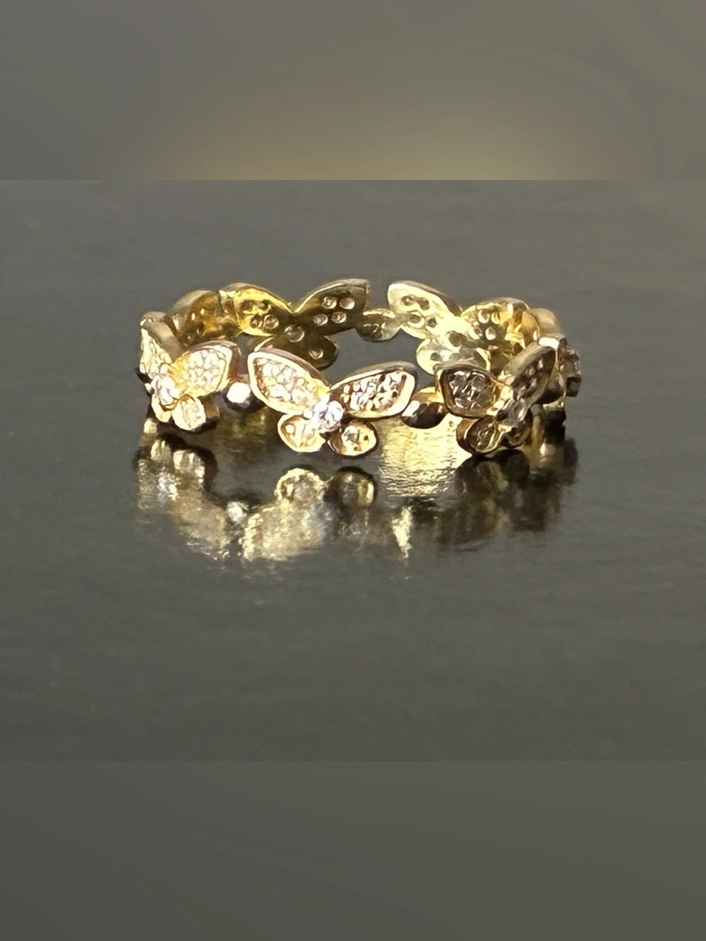 Sterling Silver 925 Infinity butterfly Gold Tone Ring Sz 7